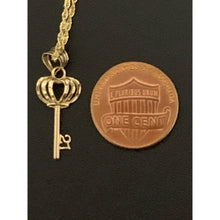 Load image into Gallery viewer, 18K Gold Necklace Chain 17.75&quot; Rope with Key Crown 21 Pendant - Rafant
