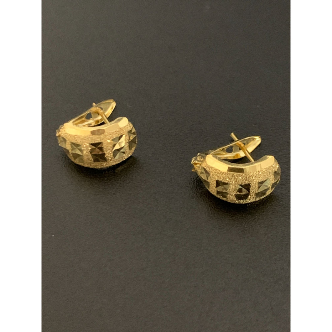 18K Saudi Gold Earrings French Clips 1.28 grams - Rafant