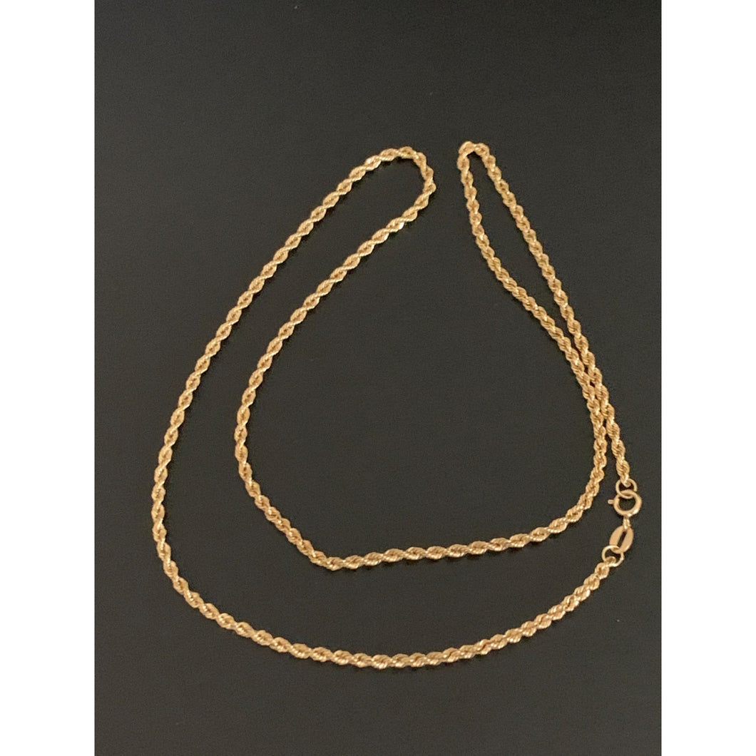 18K Gold Necklace Rope Chain Only 17.75 inches 1.69 grams - Rafant