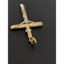 Load image into Gallery viewer, 18K Gold Pendant Cross Jesus Christ Two Tone White Yellow Gold 2.10 grams - Rafant
