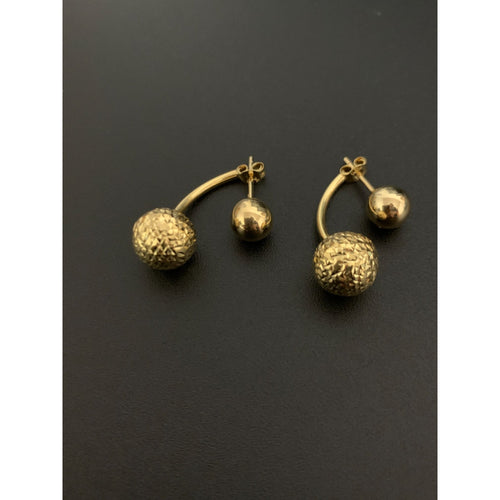 18K Gold Earrings Post Dangle Balls 2.58 grams - Rafant