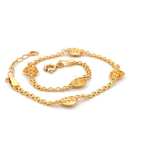 Load image into Gallery viewer, 18K Yellow Gold Bracelet Heart Charms 6.75 inches plus one inch extension - Rafant
