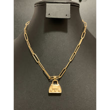 Load image into Gallery viewer, 18K Gold Necklace Chain 16 inches Paperclip and Bag Pendant 6.58 grams - Rafant
