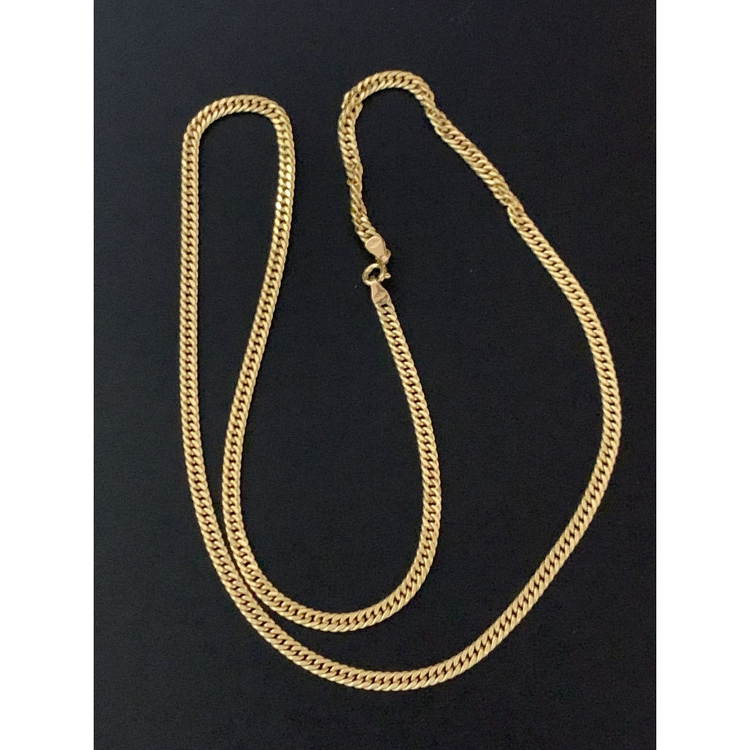 18K Gold Chain Necklace Real Saudi Gold Curb 20