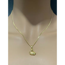 Load image into Gallery viewer, New Real 18K Saudi Gold Necklace Curb 18" Chain Swan Japan Gold Pendant - Rafant
