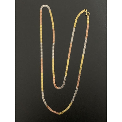 18K Gold Necklace Chain Tricolor White Yellow Rose Gold 19.75 inches 3.49 grams - Rafant