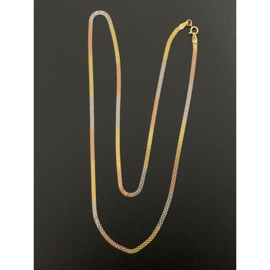 18K Gold Necklace Chain Tricolor White Yellow Rose Gold 19.75 inches 3.49 grams - Rafant