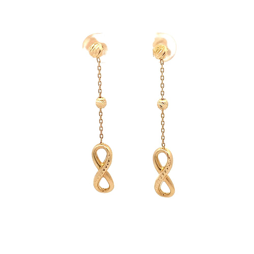 18K Yellow Gold Earrings Infinity Dangling 2.28 grams - Rafant