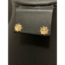 Load image into Gallery viewer, 18K Gold Earrings Stud Wheels Anchor 1.01 grams - Rafant

