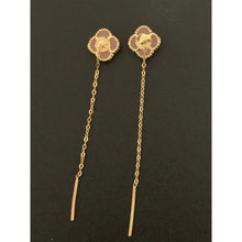 Load image into Gallery viewer, 18K Gold Earrings Threader Mother of Pearl Pink 1.50 grams - Rafant
