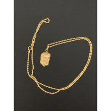 Load image into Gallery viewer, 18K Saudi Gold Necklace Rope Chain 17.75&quot; with Jesus Christ Face Pendant - Rafant
