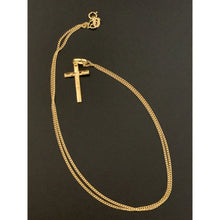 Load image into Gallery viewer, 18K Saudi Gold Necklace Chain Curb 17.75&quot; with Cross Pendant 1.36 grams - Rafant
