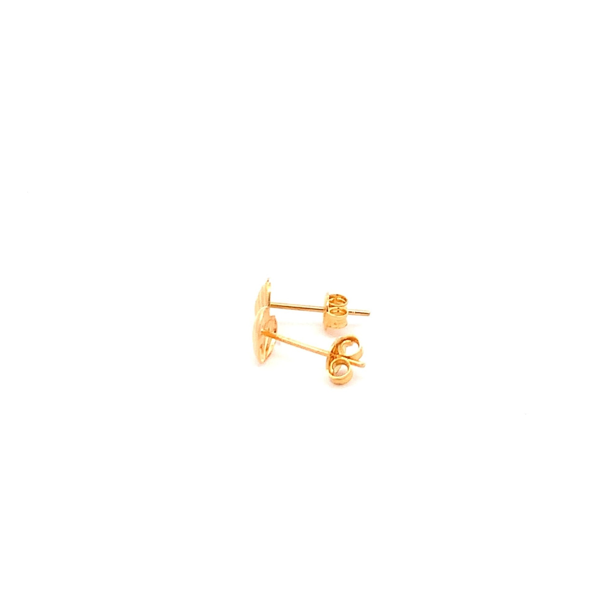 18K Gold Earrings Heart Stud Tiny 0.98 grams - Rafant