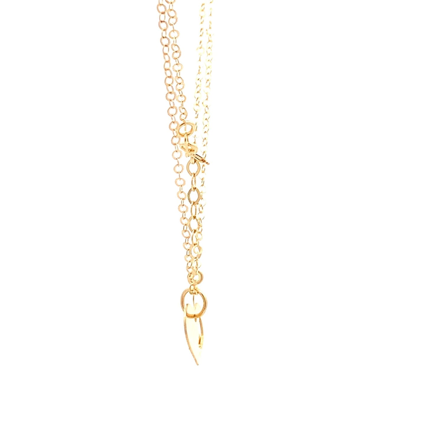 18K Yellow Gold Necklace Chain 17 inches Pendant Heart plus 0.75 inches Extension - Rafant