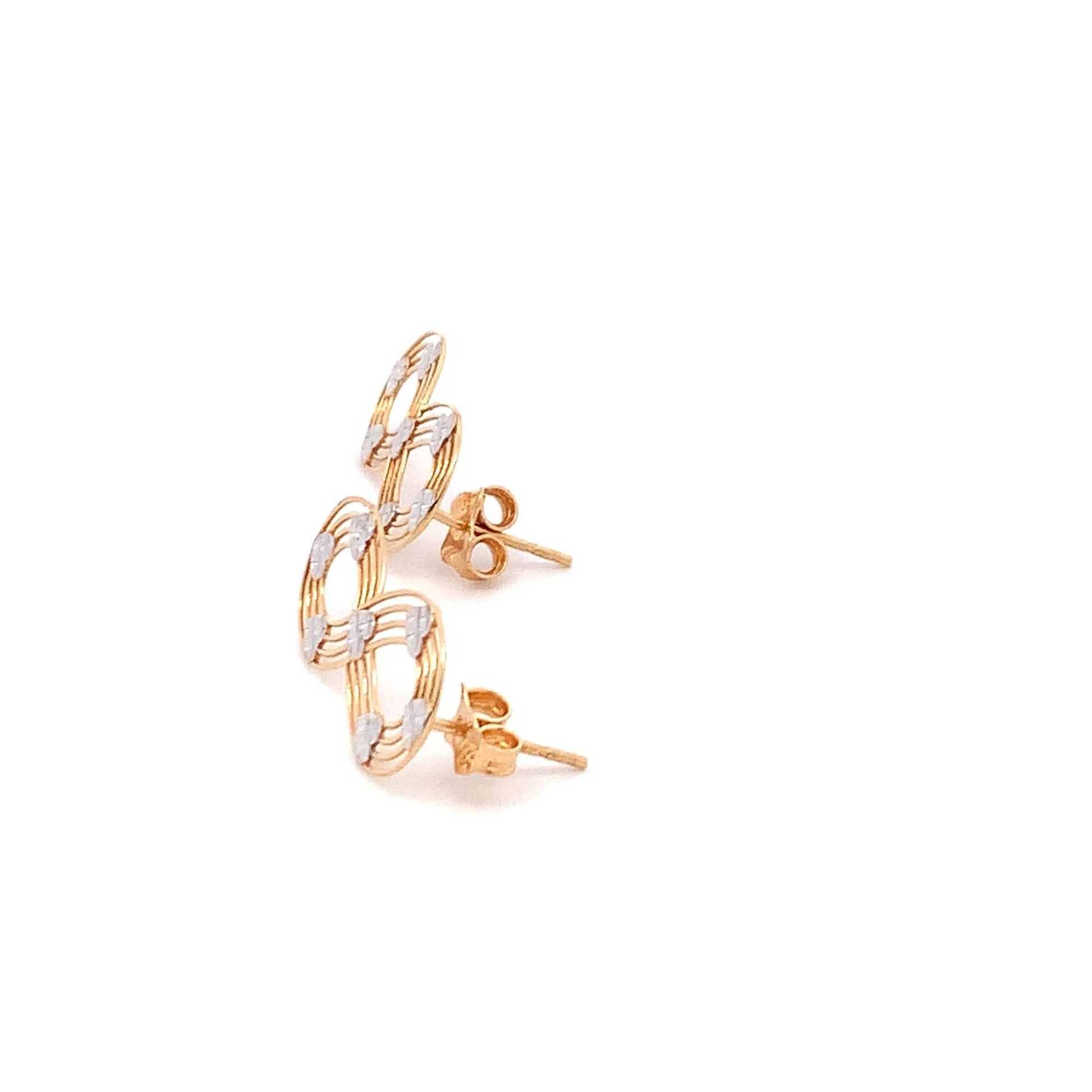 18K Gold Earrings Infinity Post White Yellow Gold 2.12 grams - Rafant