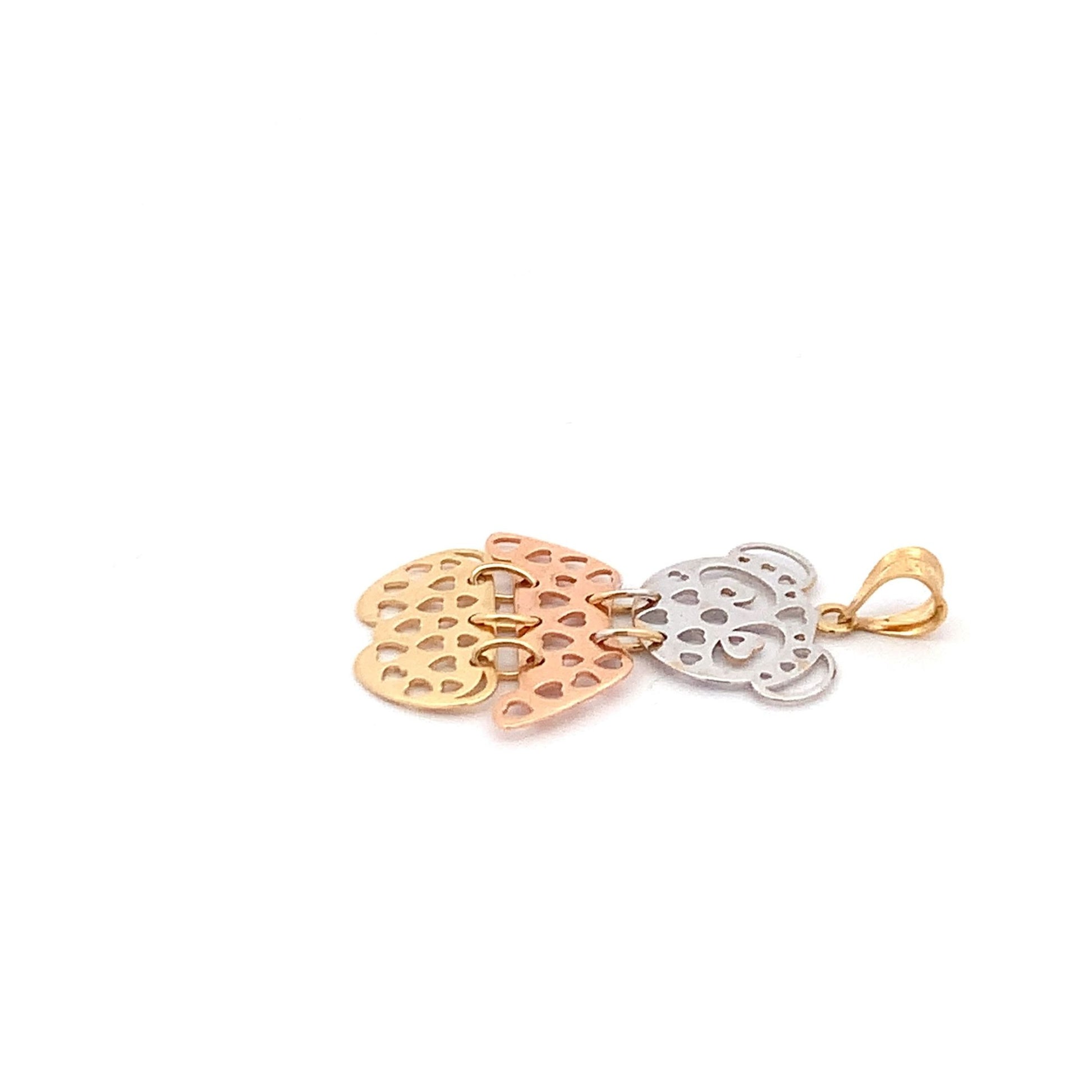 18K Gold Pendant Tricolor White Yellow Rose Gold 1.75 grams - Rafant