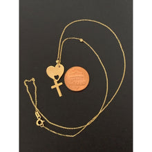 Load image into Gallery viewer, 18K Gold Necklace Heart Cross Pendant 16.50 inches 1.80 grams - Rafant
