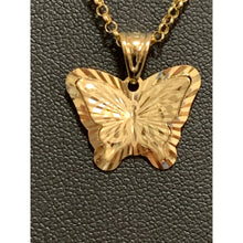 Load image into Gallery viewer, 18K Gold Necklace Rolo Chain 19.50&quot; with Butterfly Pendant 3.01 grams - Rafant
