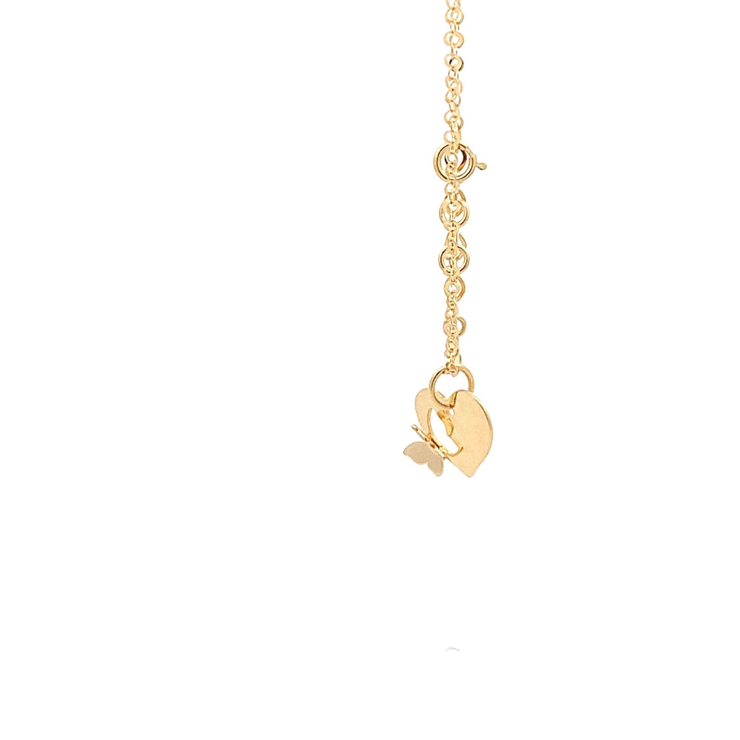 18K Yellow Gold Necklace Chain 17 inches Pendant Heart plus 0.75 inches Extension - Rafant