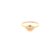 Load image into Gallery viewer, 18K Yellow Gold Ring Cubic Zirconia Evil Eye Size 4.5 - Rafant
