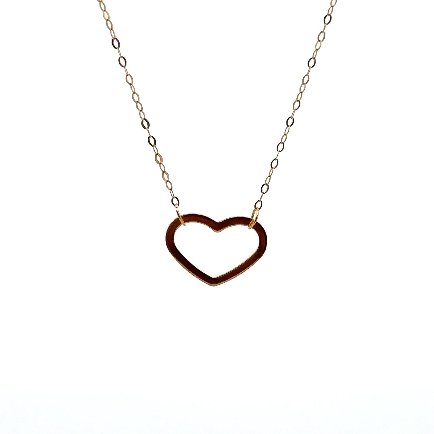 18K Gold Necklace Chain 18 inches Pendant Heart 0.58 grams - Rafant