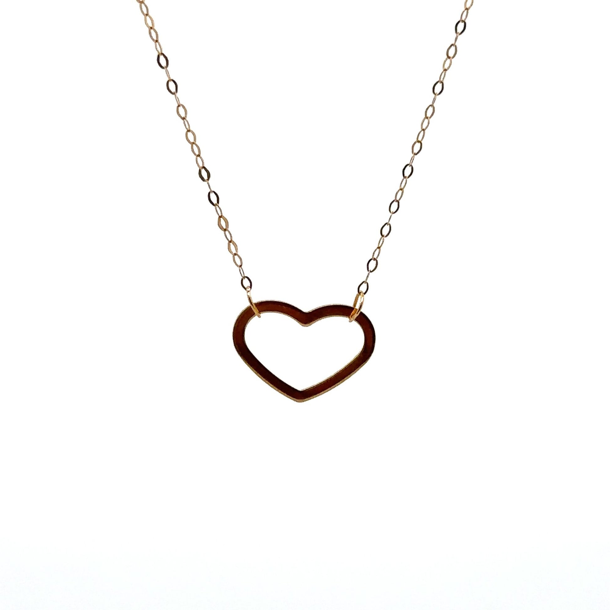 18K Gold Necklace Chain 18 inches Pendant Heart 0.58 grams - Rafant