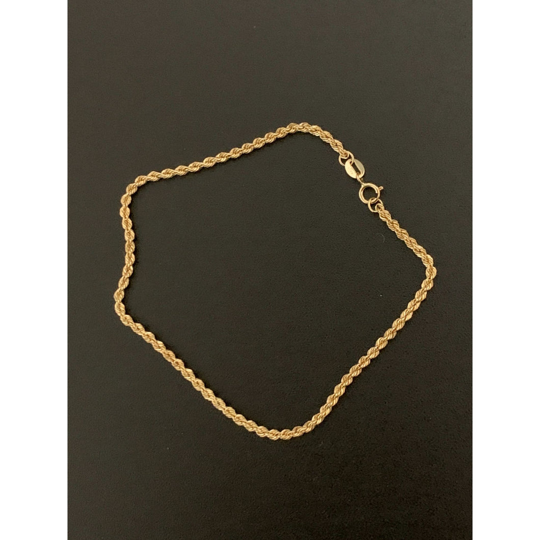 18K Gold Bracelet Rope Chain 7.5 inches 0.93 grams - Rafant