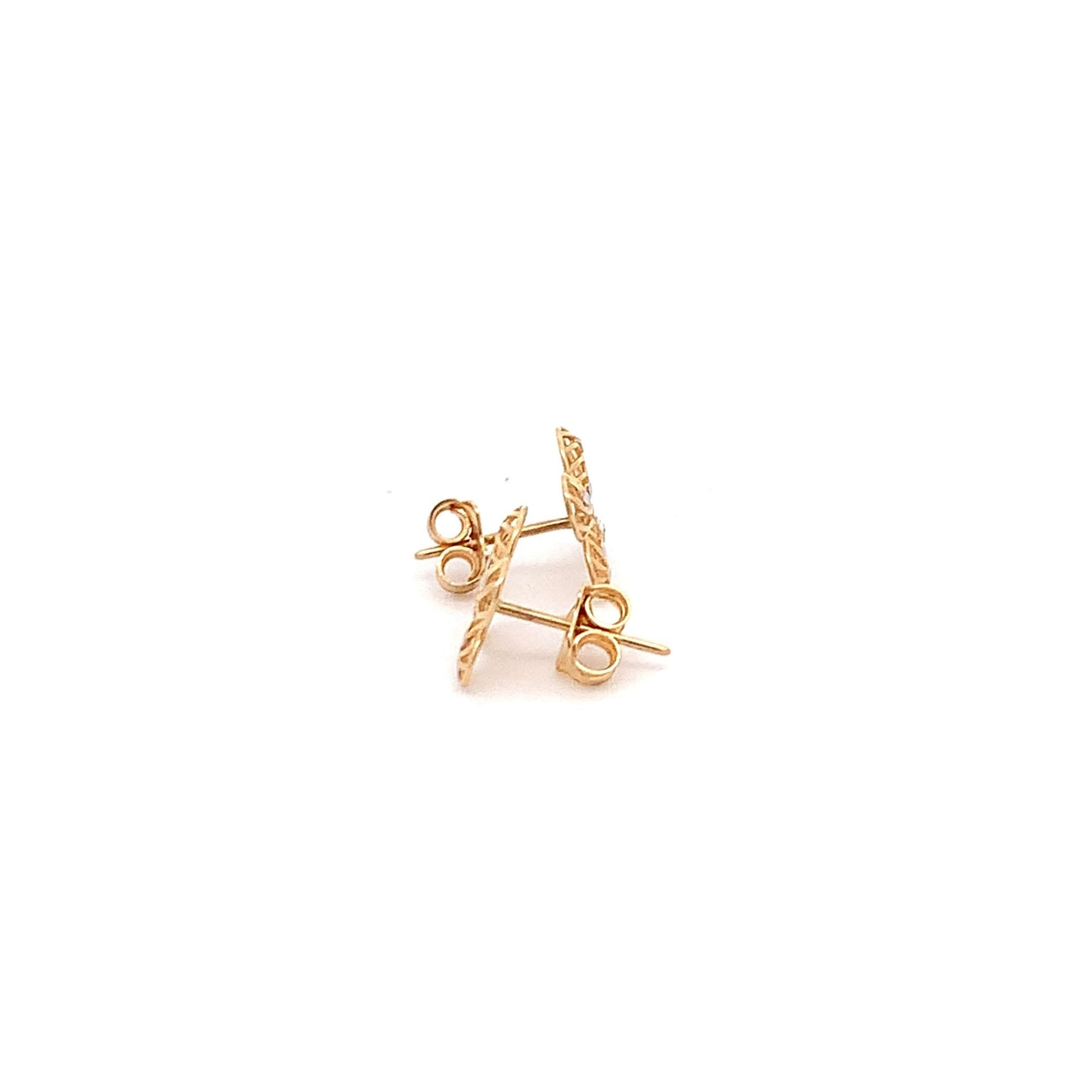 18K Gold Earrings Flower Yellow White 1.27 grams - Rafant