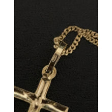 Load image into Gallery viewer, 18K Saudi Gold Necklace Chain 17.75&quot; Curb with Cross Pendant - Rafant
