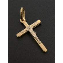 Load image into Gallery viewer, 18K Gold Pendant Cross Jesus Christ Two Tone Yellow White Gold 1.01 grams - Rafant
