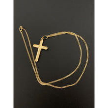 Load image into Gallery viewer, 18K Gold Necklace Chain Curb 17.75 inches with Cross Pedant 2.33 grams - Rafant
