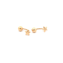 Load image into Gallery viewer, 18K Yellow Gold Earrings Screw Type Ball Star 1.35 grams - Rafant
