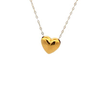 Load image into Gallery viewer, 18K Gold Necklace Chain 15.75 inches plus 2&quot; Pendant Heart Puffed 0.82 grams - Rafant
