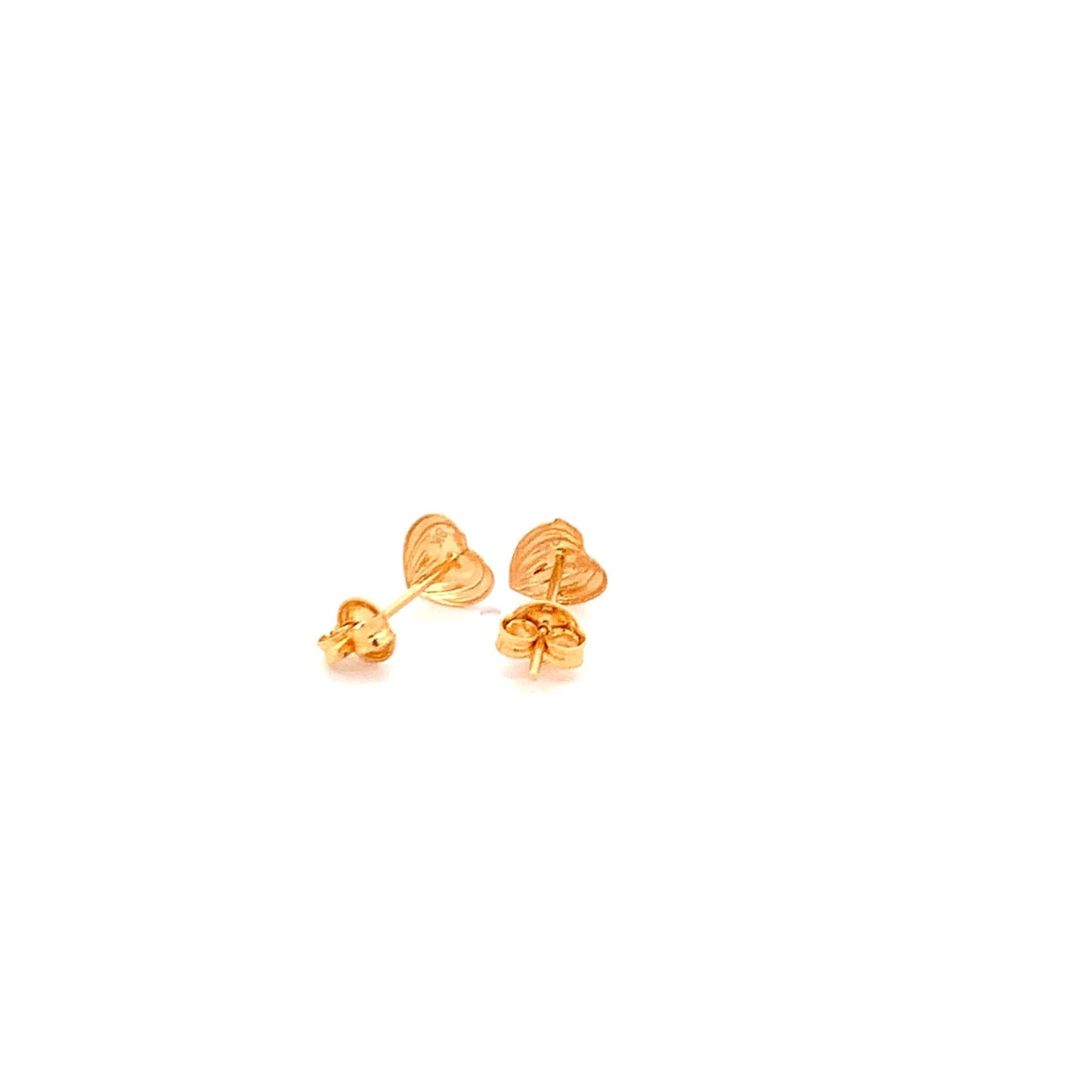 18K Gold Earrings Heart Stud Tiny 0.98 grams - Rafant