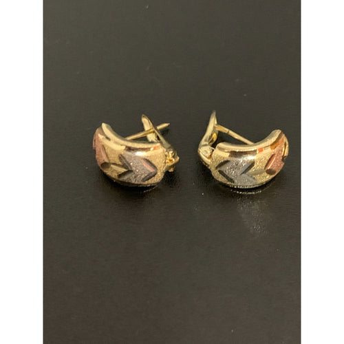 18K Gold Earrings French Clips Tricolor 1.26 grams - Rafant