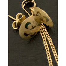 Load image into Gallery viewer, 18K Gold Necklace Chain 18 inches Round Circle Pendant with Earrings Set 1.80 grams - Rafant
