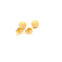 Load image into Gallery viewer, 18K Yellow Gold Earrings Ball Frosted Small 1.31 grams - Rafant
