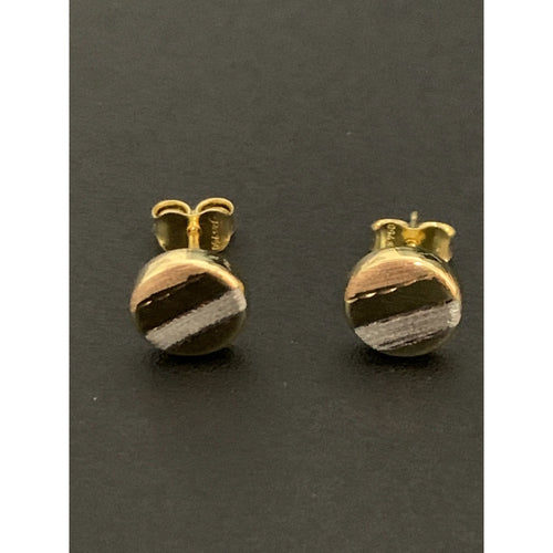 18K Gold Earrings Stud Circle Round Tricolor 1.52 grams - Rafant