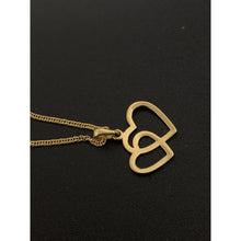 Load image into Gallery viewer, 18K Gold Necklace Chain 18 inches with Double Heart Pendant 1.71 grams - Rafant
