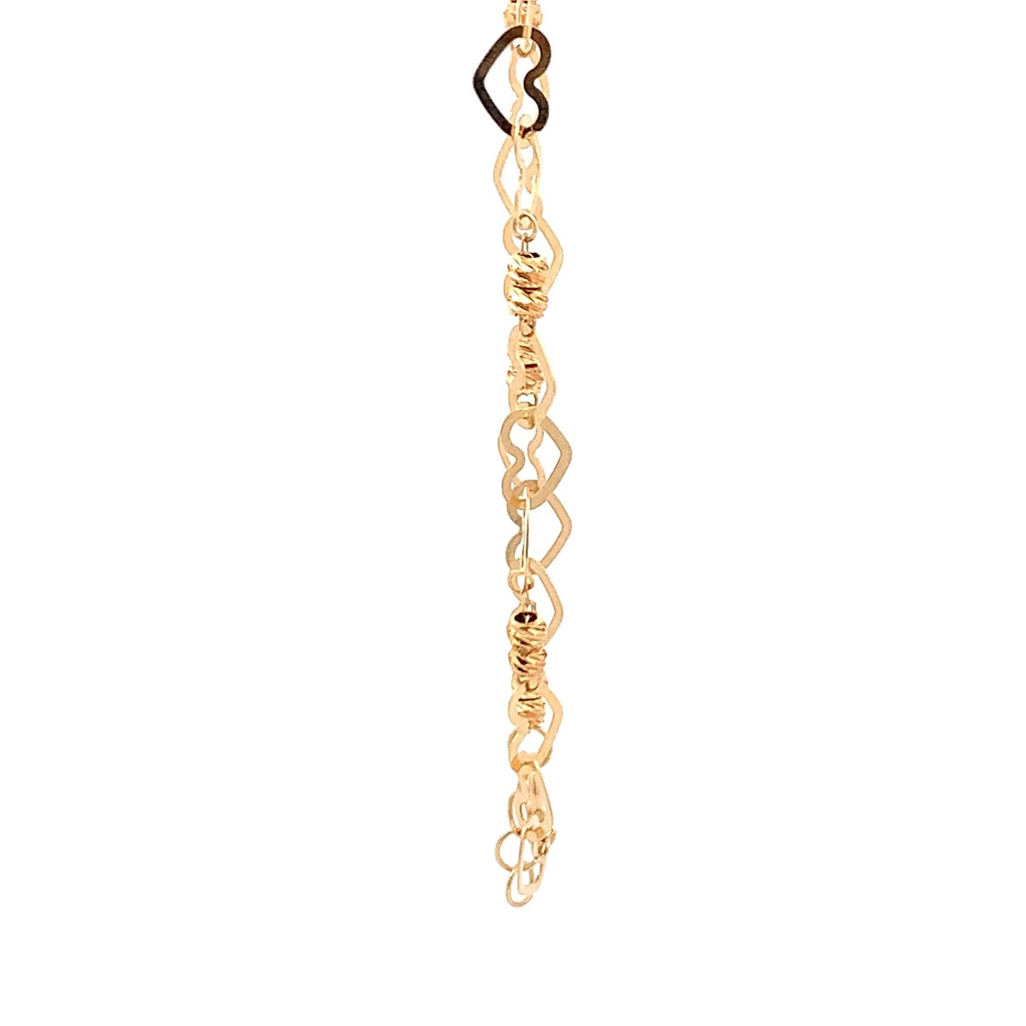 18K Yellow Gold Bracelet Heart Beads 2.46 grams 7.5 inches - Rafant