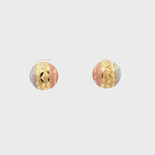 Load and play video in Gallery viewer, 18K Gold Earrings Stud Tricolor White Yellow Rose Gold 1.22 grams
