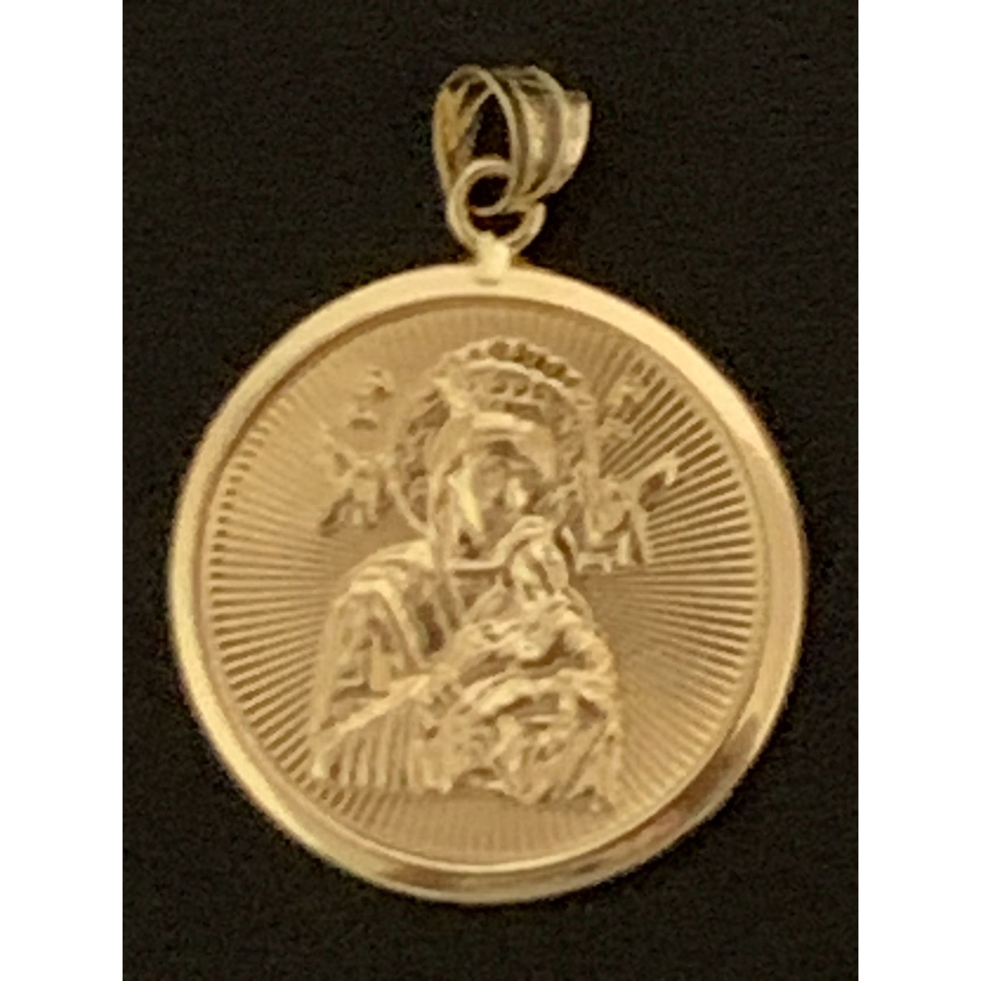 18K Gold Pendant Religious Round Mother Mary Jesus Christ 2.83 grams - Rafant