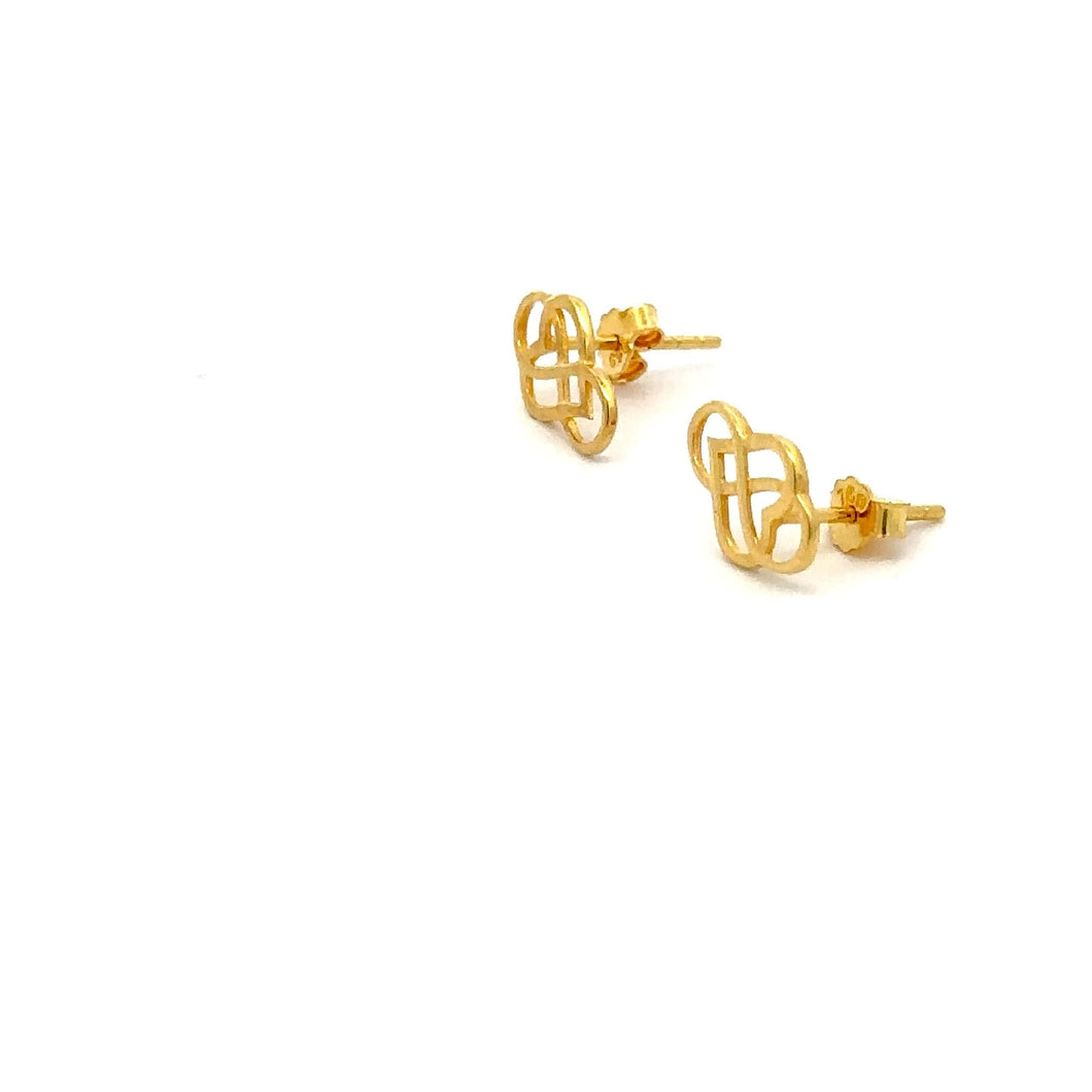 18K Gold Earrings Heart Infinity Stud Post Earrings 1 gram Small - Rafant