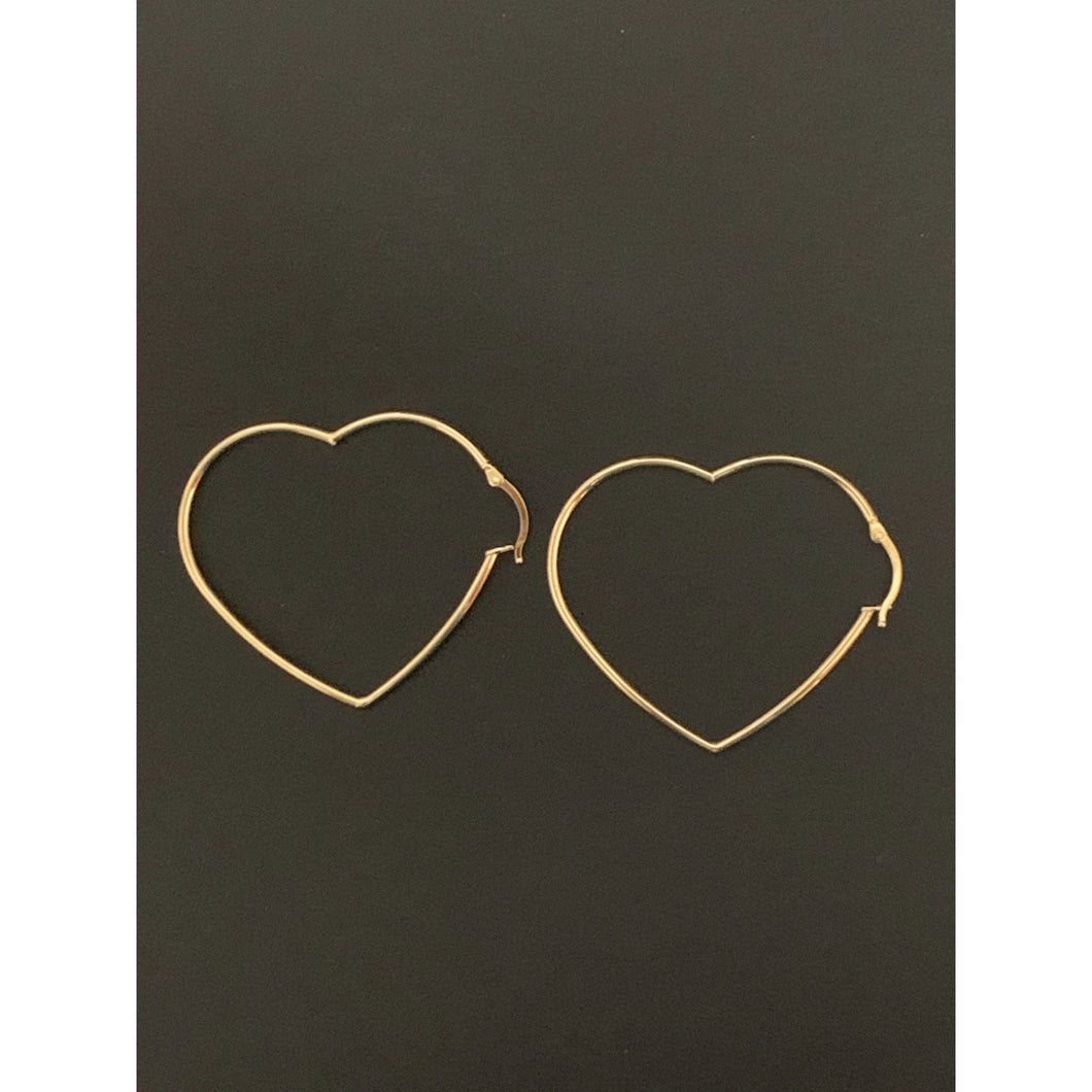 18K Gold Earrings Hoops Loops Heart 3.49 grams - Rafant