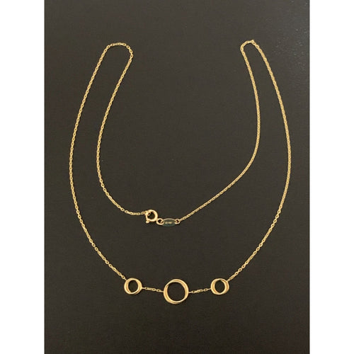 18K Gold Necklace Chain Link Circle Round Charms 17 inches 2.18 grams - Rafant