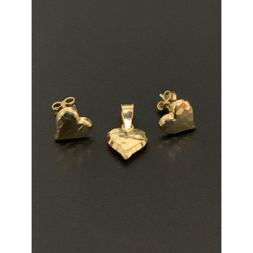 18K Gold Earrings Pendant Set Heart 1.28 grams - Rafant