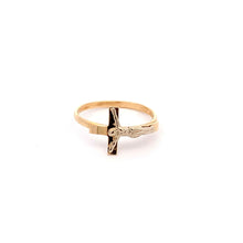 Load image into Gallery viewer, 18K Gold Ring Cross Jesus Christ Religious White Yellow Gold 1.52 grams Size 6 - Rafant
