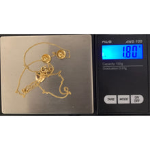 Load image into Gallery viewer, 18K Gold Necklace Chain 18 inches Round Circle Pendant with Earrings Set 1.80 grams - Rafant
