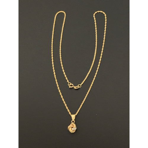 18K Gold Necklace Chain 18 inches Twisted Knot Pendant 1.46 grams - Rafant