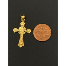 Load image into Gallery viewer, 18K Yellow Gold Pendant Cross Jesus Christ Religious 1.16 grams - Rafant
